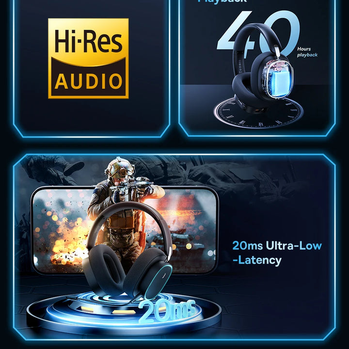 Baseus GH02 Wireless Gaming Headphones - RGB & Bluetooth 5.3