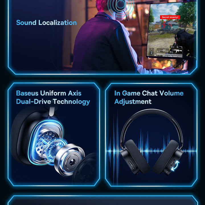 Baseus GH02 Wireless Gaming Headphones - RGB & Bluetooth 5.3