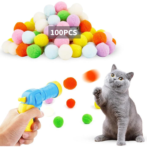 Interactive Cat Toy - Plush Ball Launcher for Indoor Play