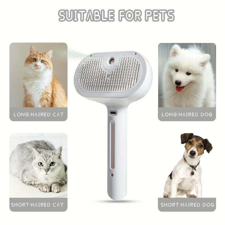 Pet Hair Remover Comb with Spray – Grooming Tool (Dogs & Cats) Built-in Mist Function